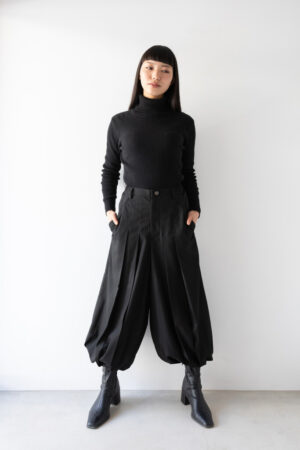 野袴プリーツパンツ ankle 黒