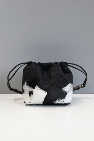 Drawstring Bag - Black / freely painting