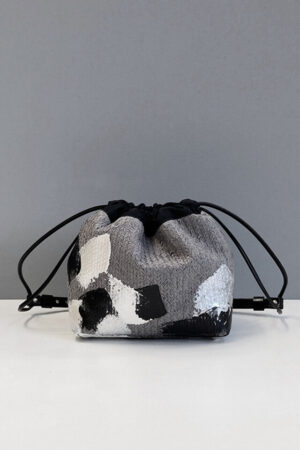 Drawstring Bag - Grey / freely painting